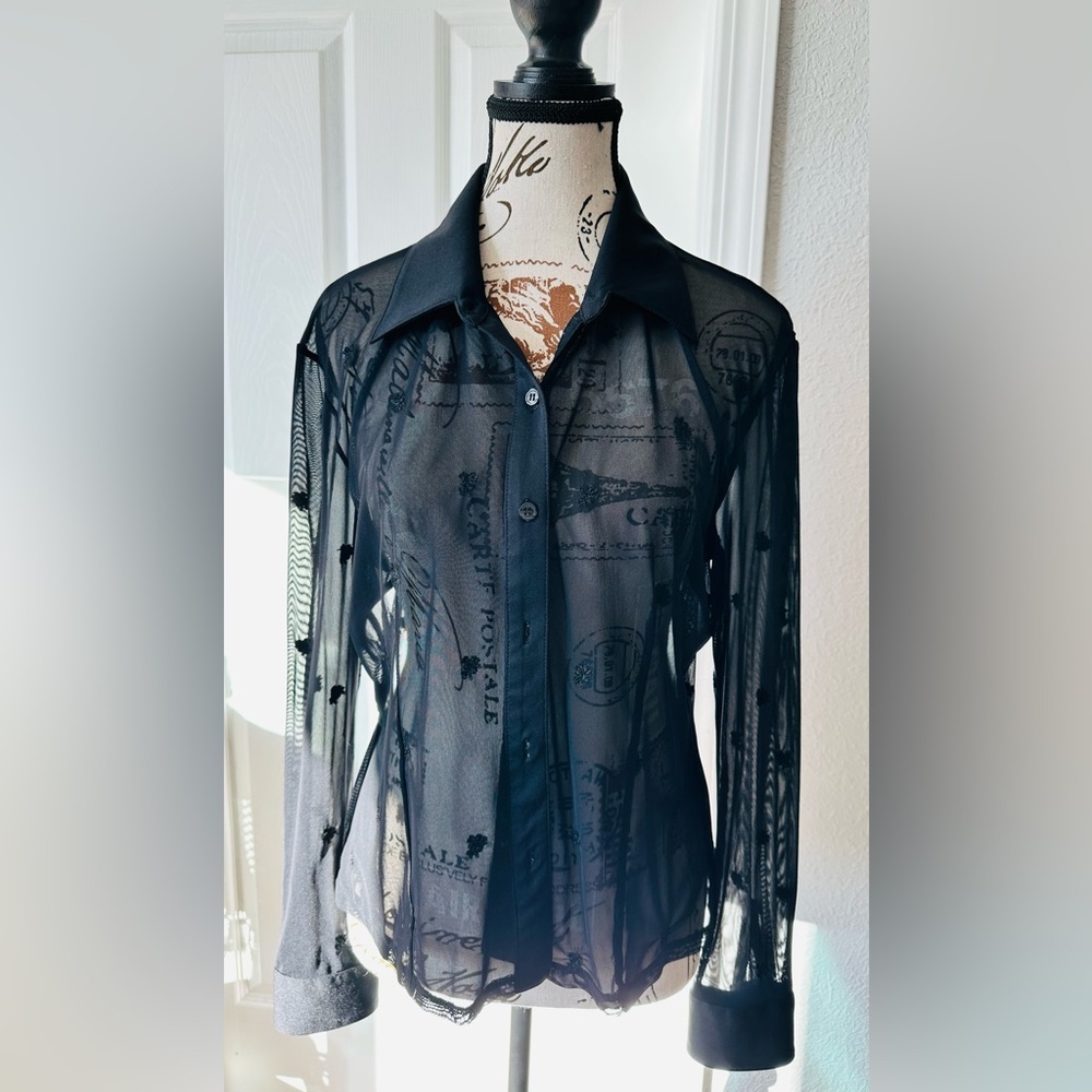 Topshop Women’s Black Sheer Blouse